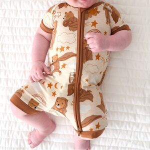 Little Sleepies Beary Sleepy Bamboo Shorty Zippy Size 6-12 Months